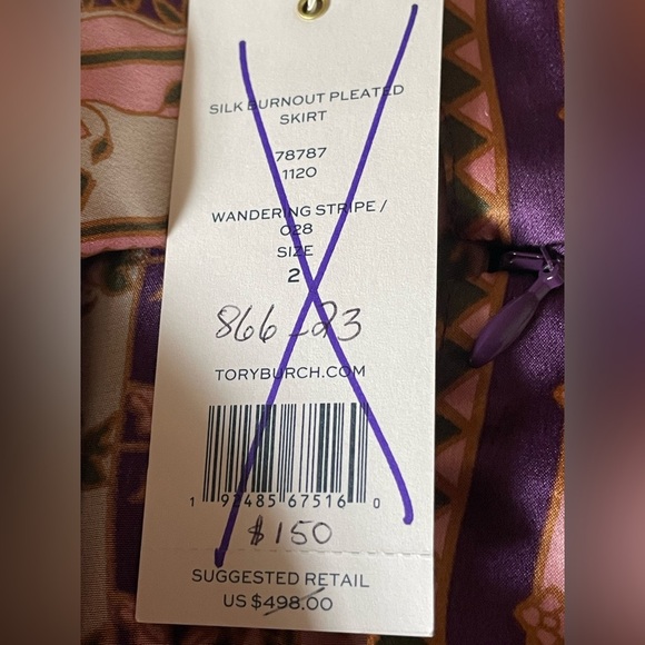 NWT Tory Burch silk burnout pleated skirt - Picture 8 of 10